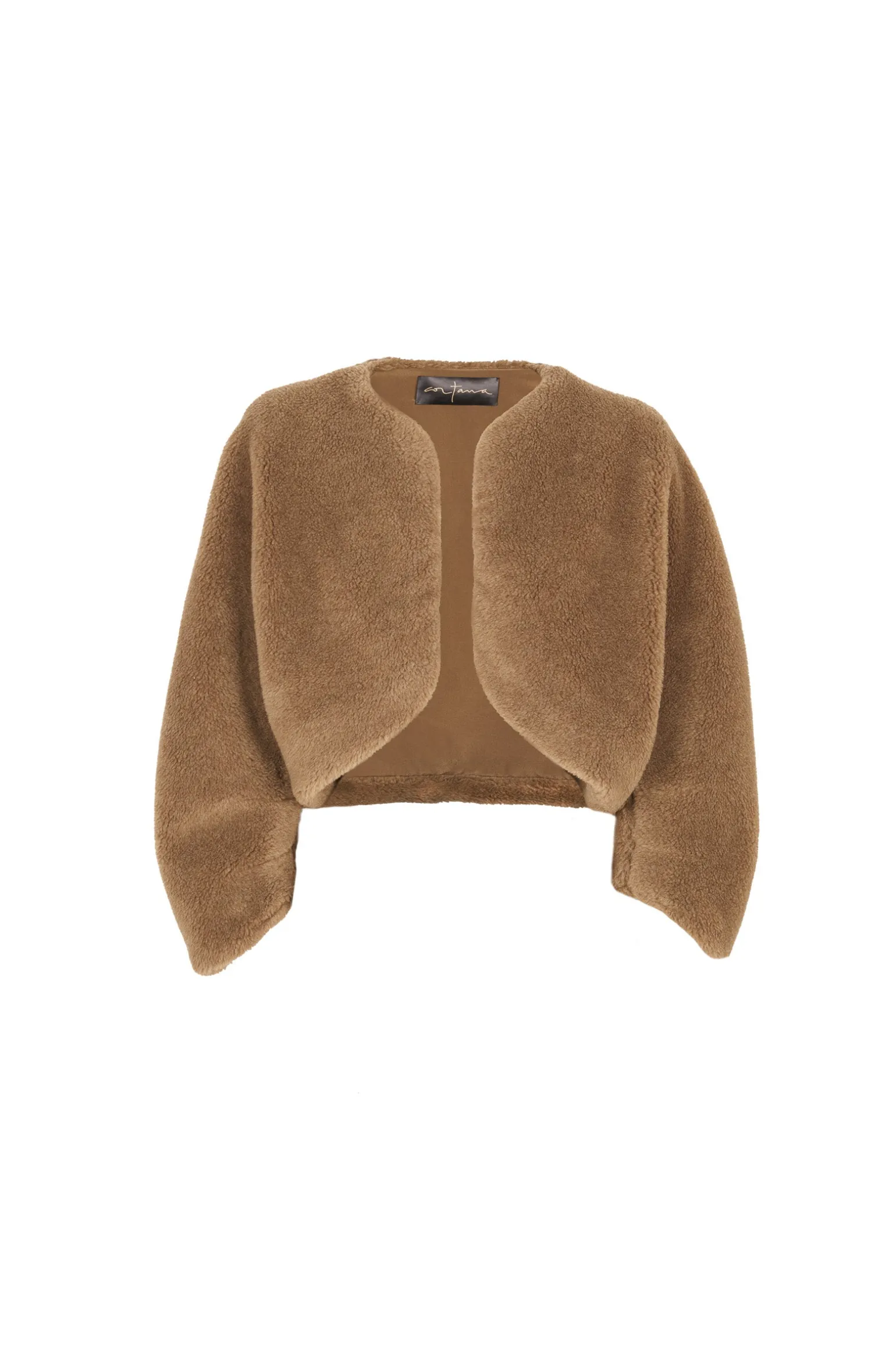Hair, short jacket in brown wool and silk