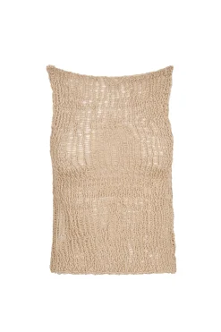 Hanami, beige cotton knit top