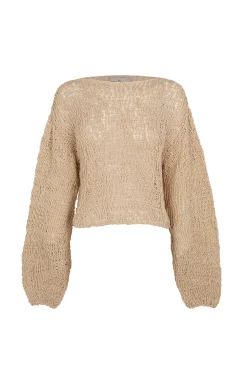 Hanami, beige cotton knit sweater