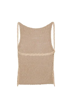 Hanami, beige cotton knit top