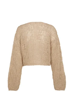 Hanami, beige cotton knit sweater