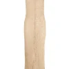 Hanami, long beige cotton knit dress