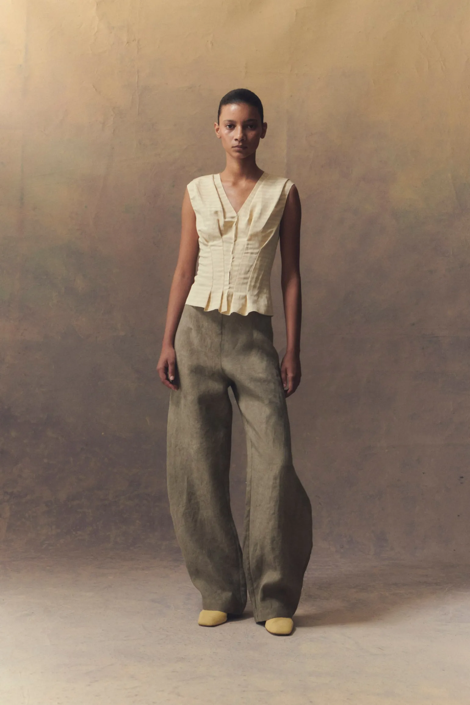 Ida, striped top in linen and silk