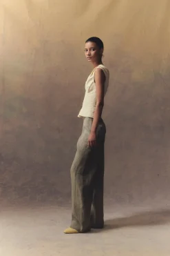 Ida, striped top in linen and silk