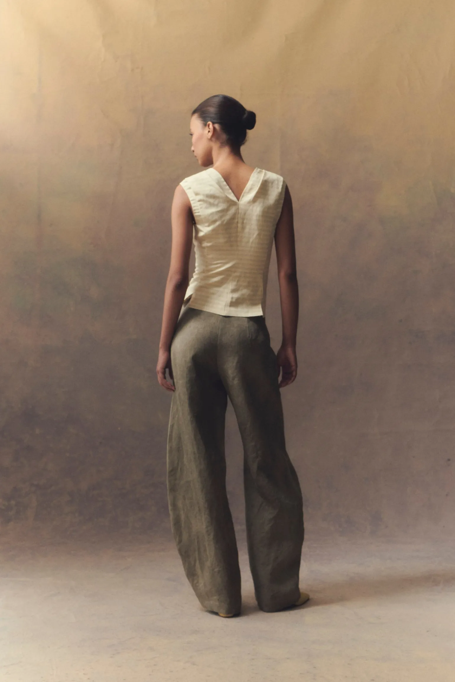Ida, striped top in linen and silk