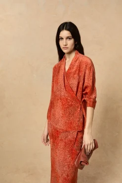 Ingrid, granada print silk blouse