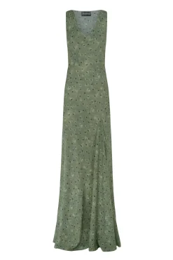 Irina, long printed silk dress