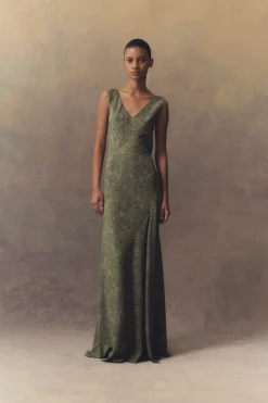 Irina, long printed silk dress