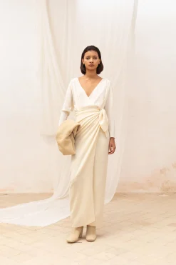 Jackie, ivory yak wool sarong skirt