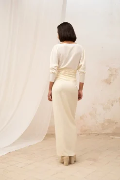 Jackie, ivory yak wool sarong skirt