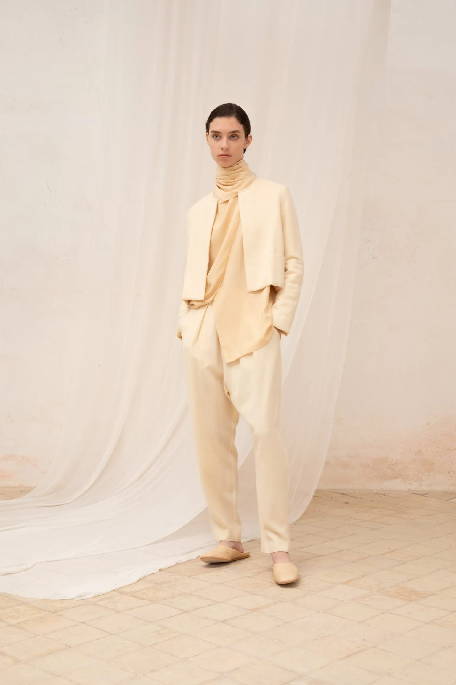 Jackie, ivory yak wool short jacket