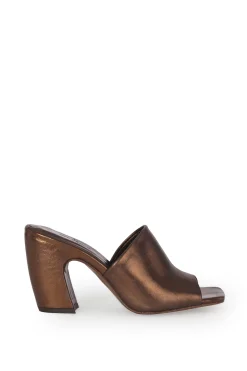 Janis, dark bronze leather mules