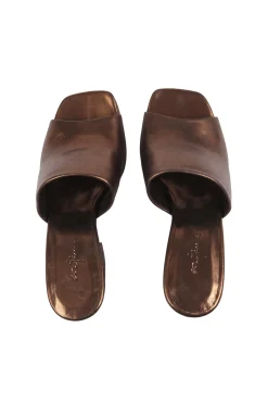Janis, dark bronze leather mules