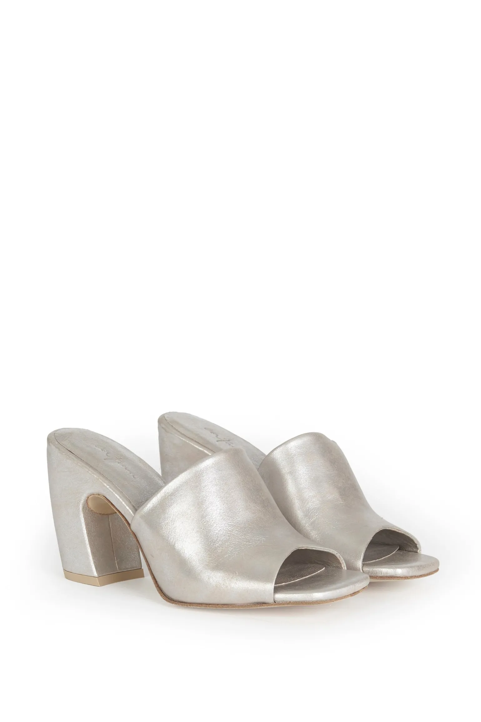 Janis, mules in silver white