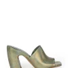 Janis, turquoise bronze leather mules