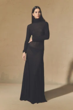 Jenna, black virgin wool dress