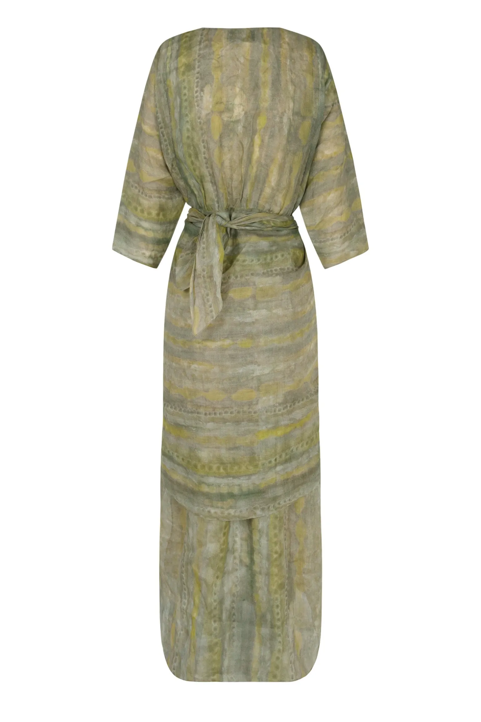 Jill, midi dress in printed ramie