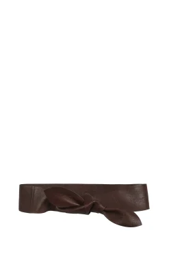 Jin 6, dark maroon leather knotted belt
