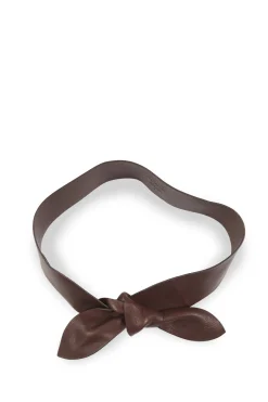 Jin 6, dark maroon leather knotted belt