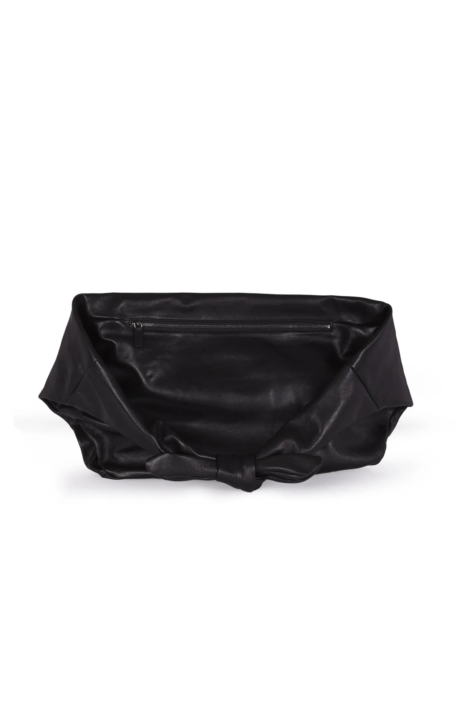 Jin L, black leather fanny pack