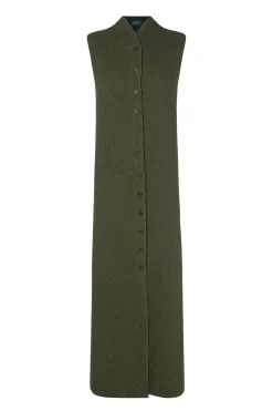 Jo, long double-sided vest in green