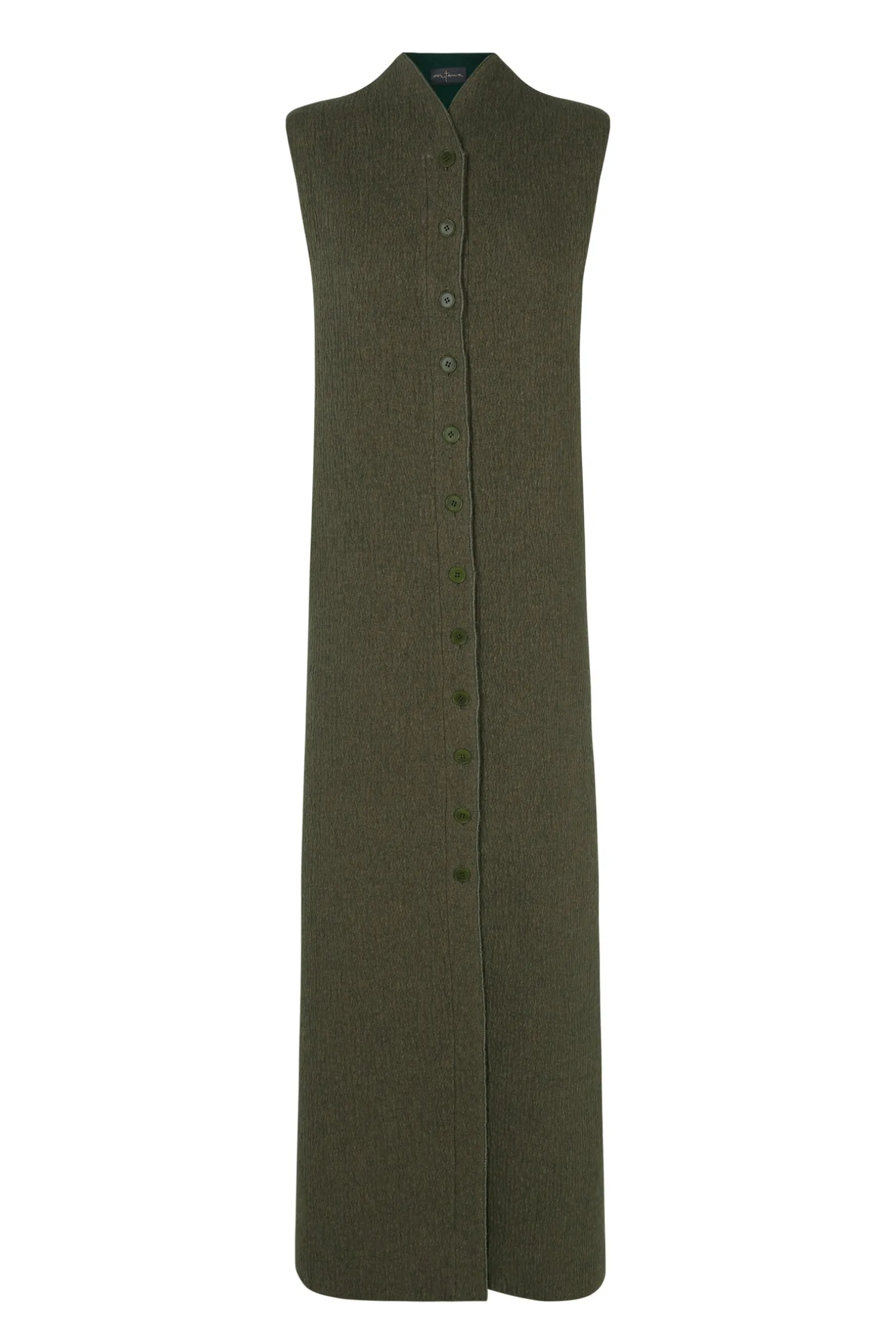 Jo, long double-sided vest in green
