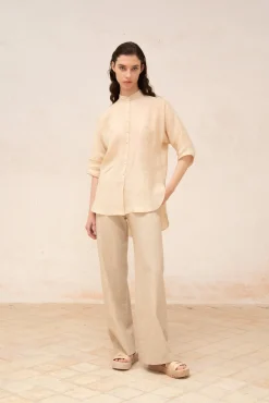 Jules, pink sand ramie shirt