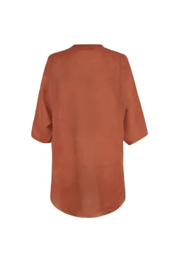 Jules, top in red ramie