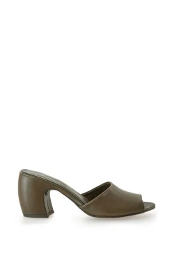 Juno, green leather mules