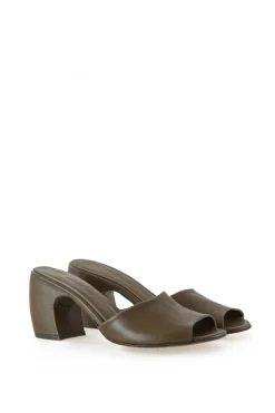 Juno, green leather mules