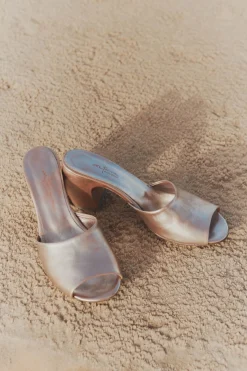 Juno, silver leather mules