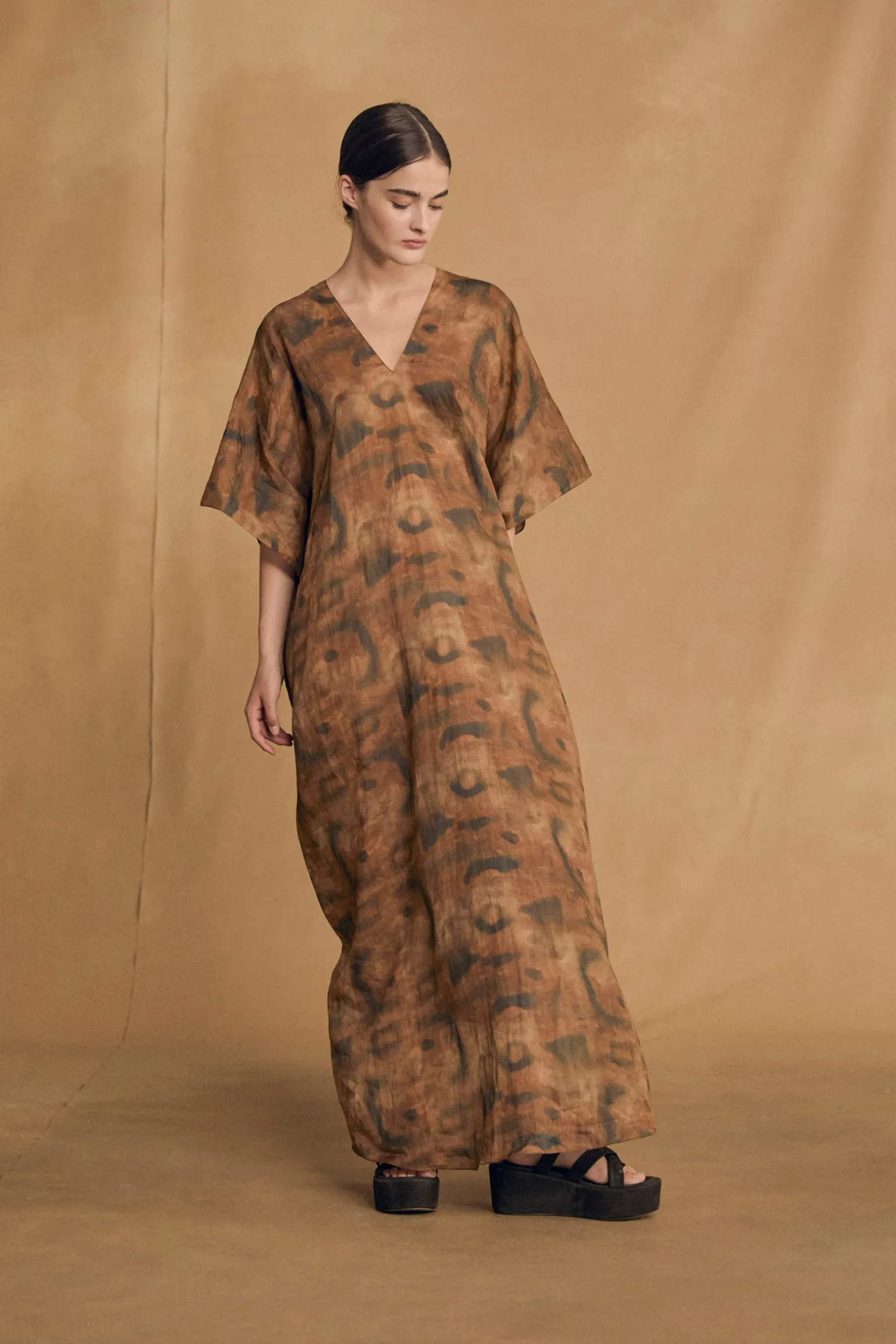 Kaftan, taiyo print ramie dress