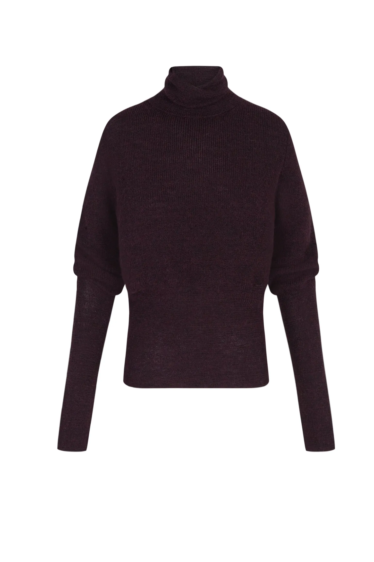 Kaia, burgundy turtleneck sweater