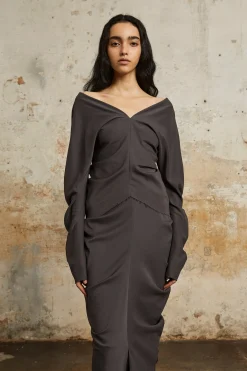 Kaz, lead grey silk top