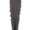 Kaz, long gray silk skirt