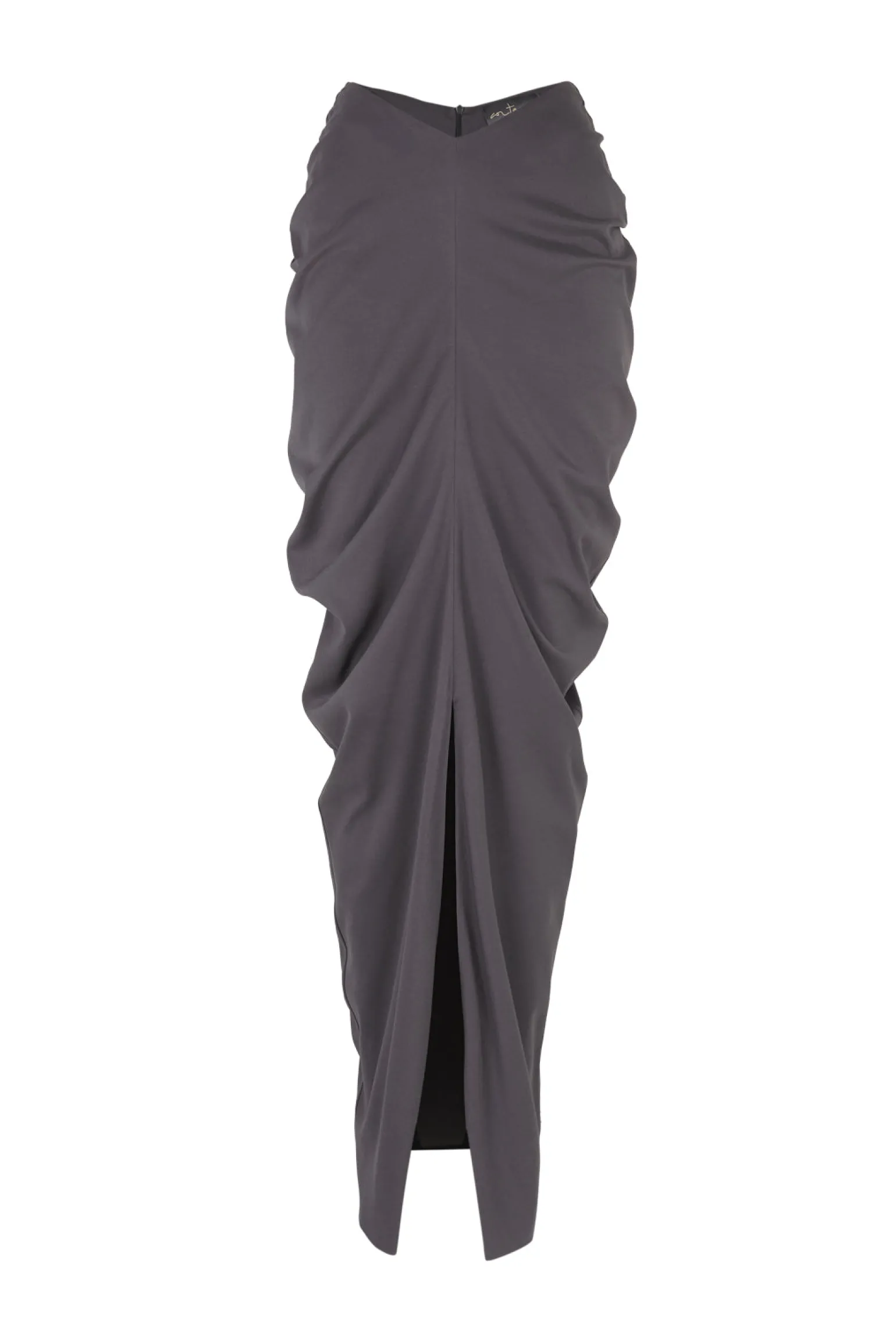 Kaz, long gray silk skirt