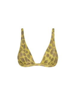 Khata, feline print bikini top in recycled polyamide