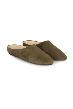 Kibal, men's slippers in suede dark green