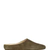 Kibal, women's mules in dark green suede