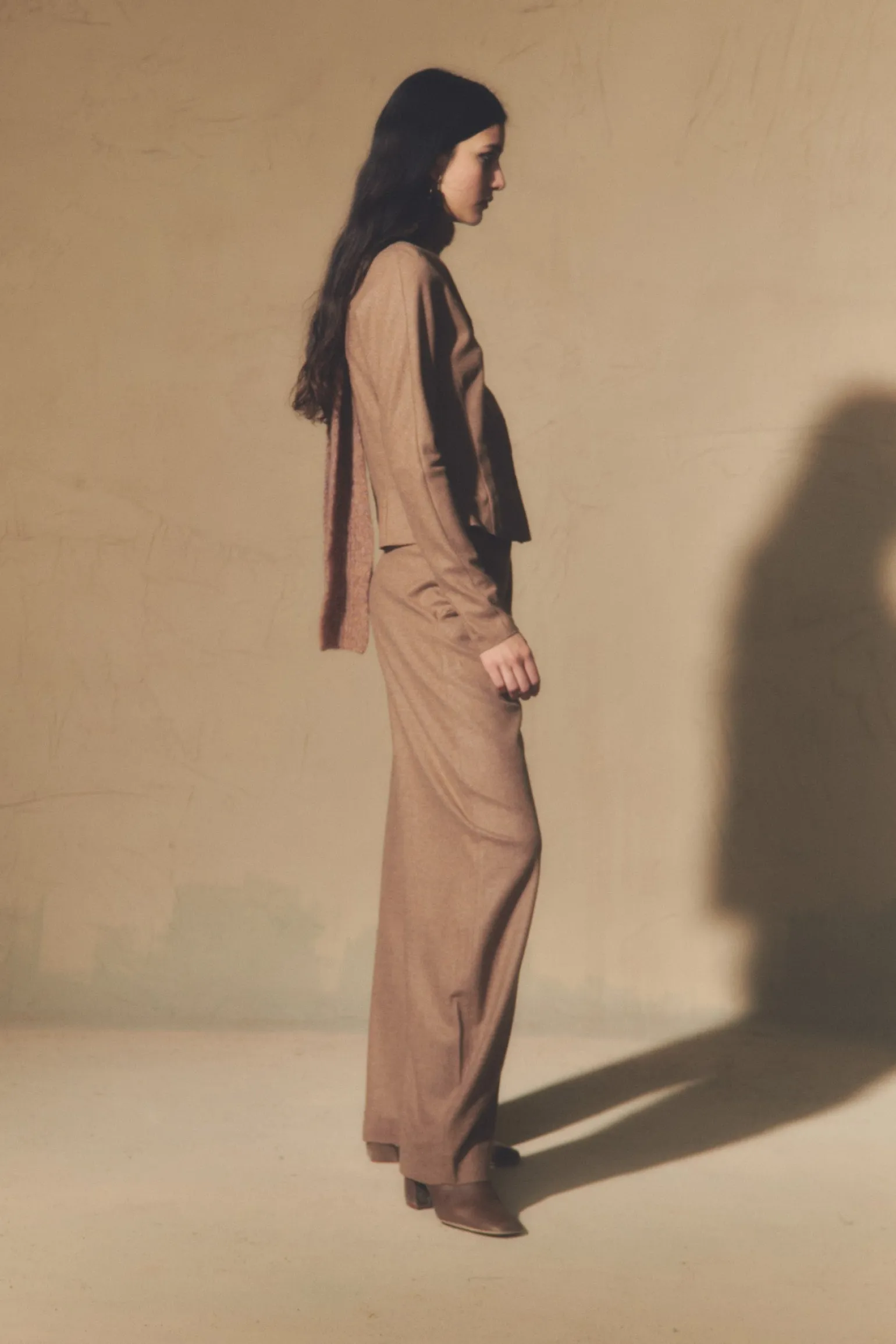 Lanna, cappuccino jacket in virgin wool and cashmere
