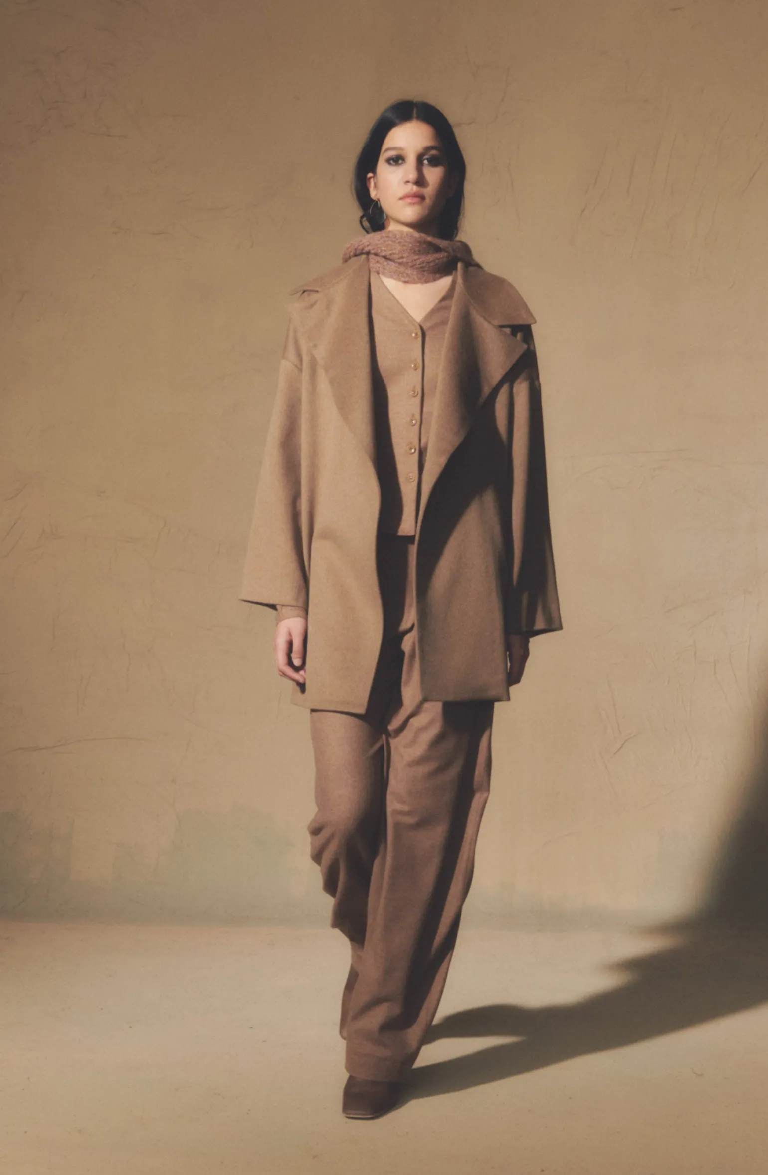 Lanna, cappuccino jacket in virgin wool and cashmere