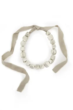 Lapis, silver and silk necklace