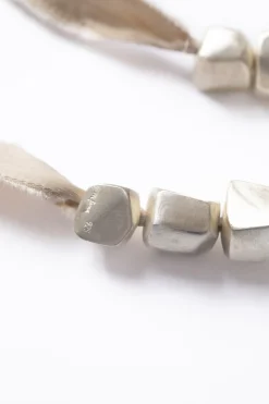 Lapis, silver and silk necklace