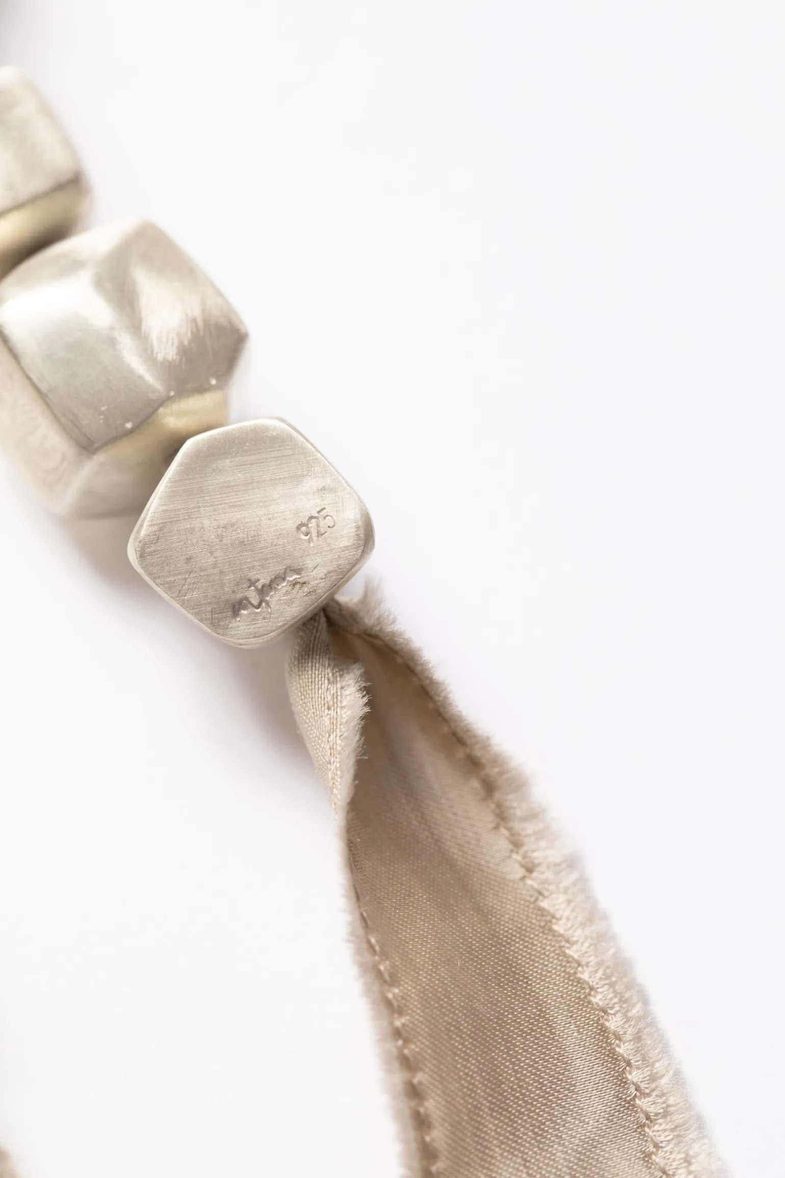 Lapis, silver and silk necklace