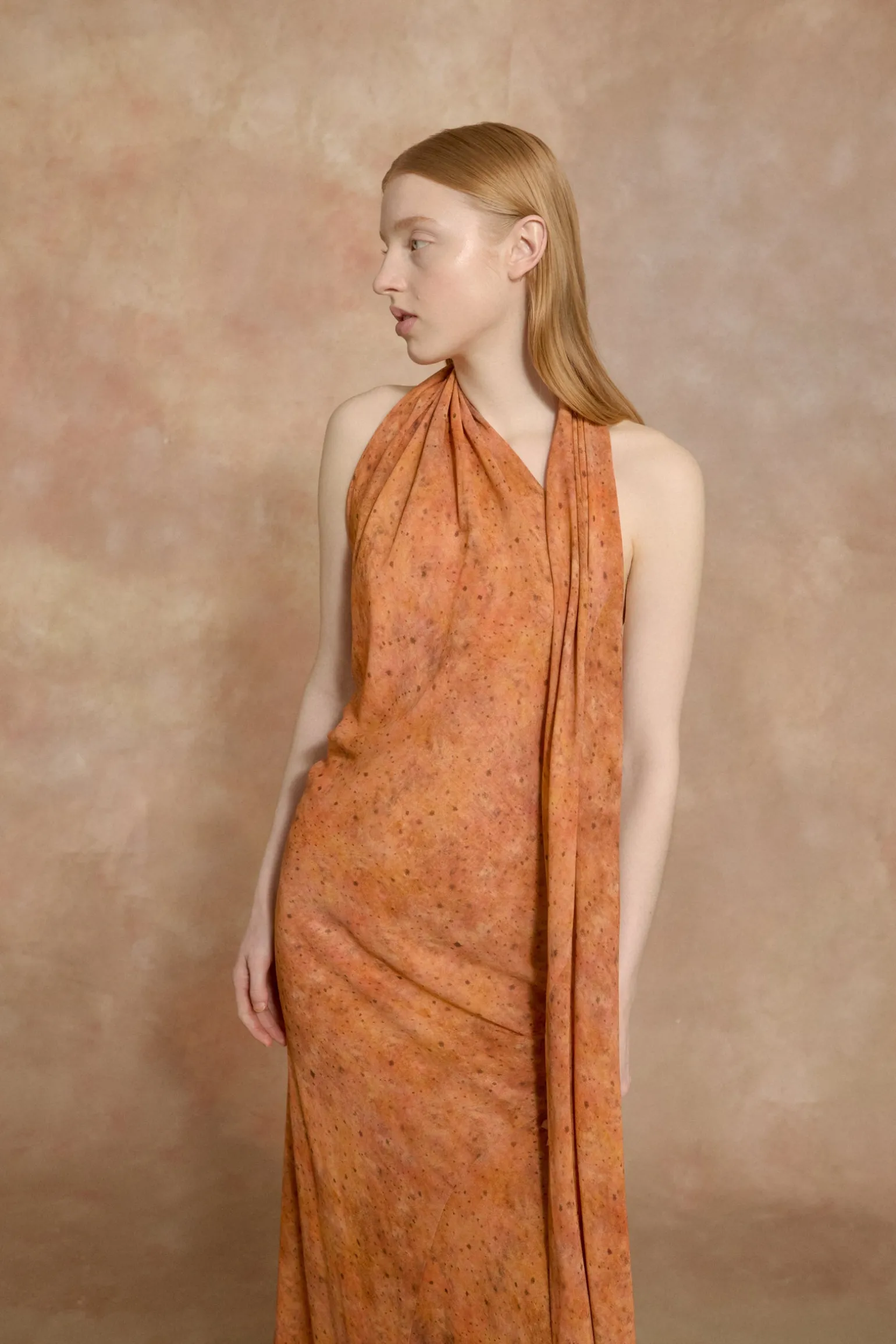 Lara, sora print long silk dress