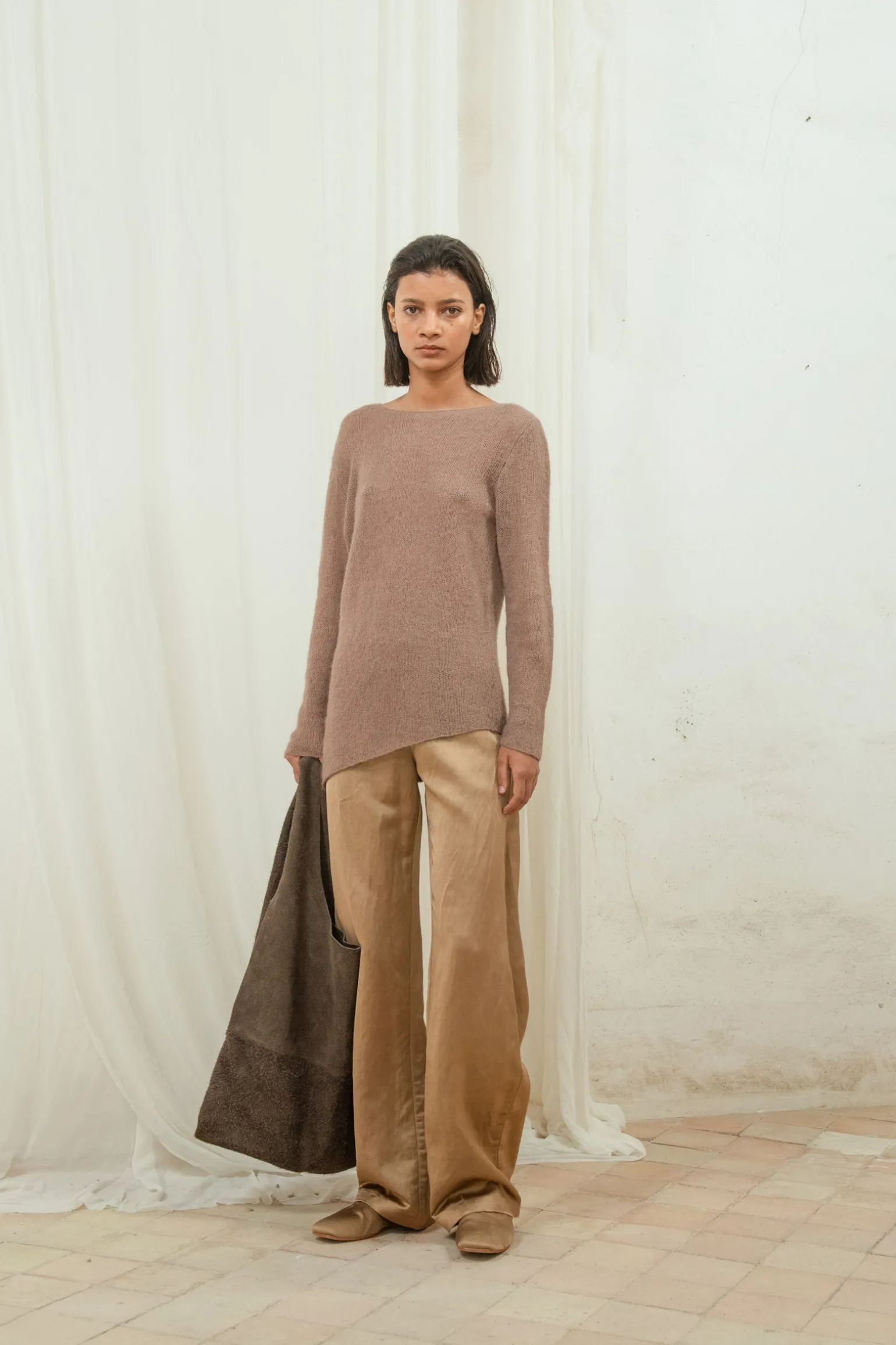 Lena, cocoa alpaca merino wool and silk jumper