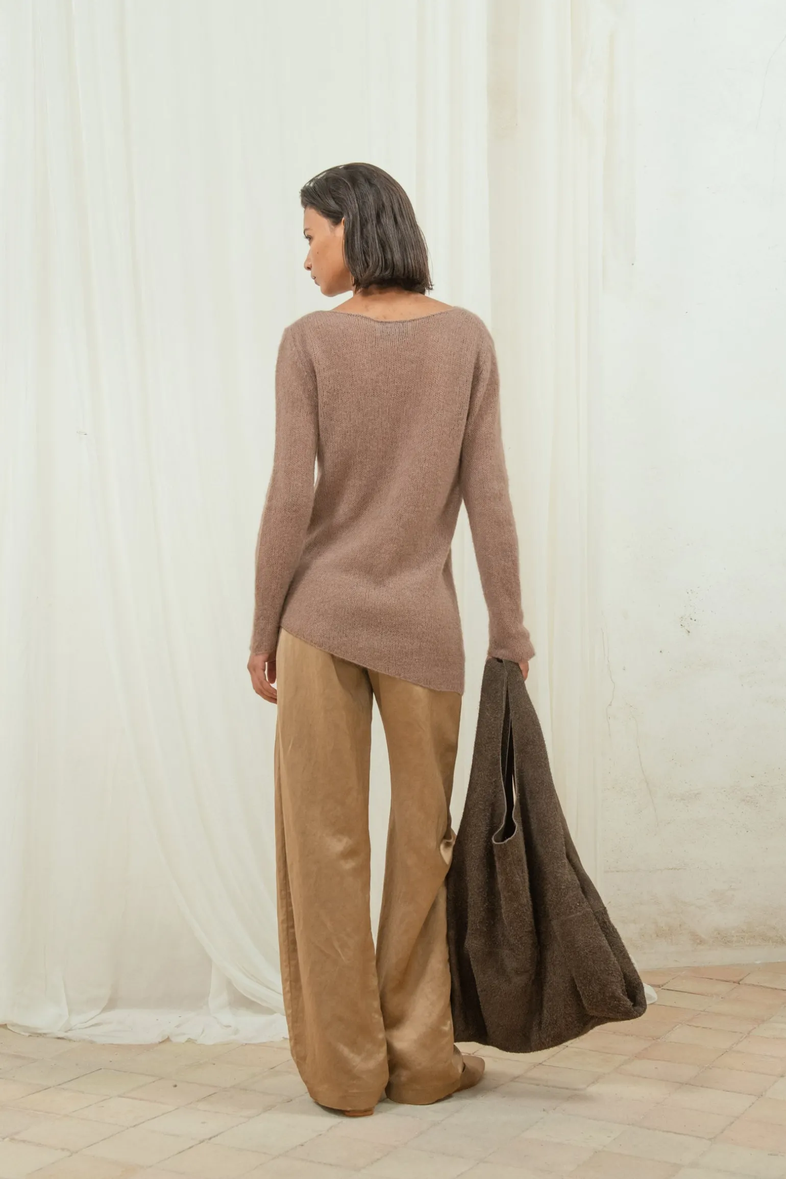 Lena, cocoa alpaca merino wool and silk jumper