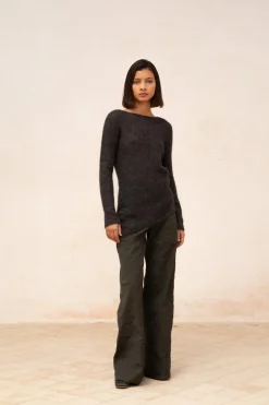 Lena, graphite alpaca, merino wool and silk jumper