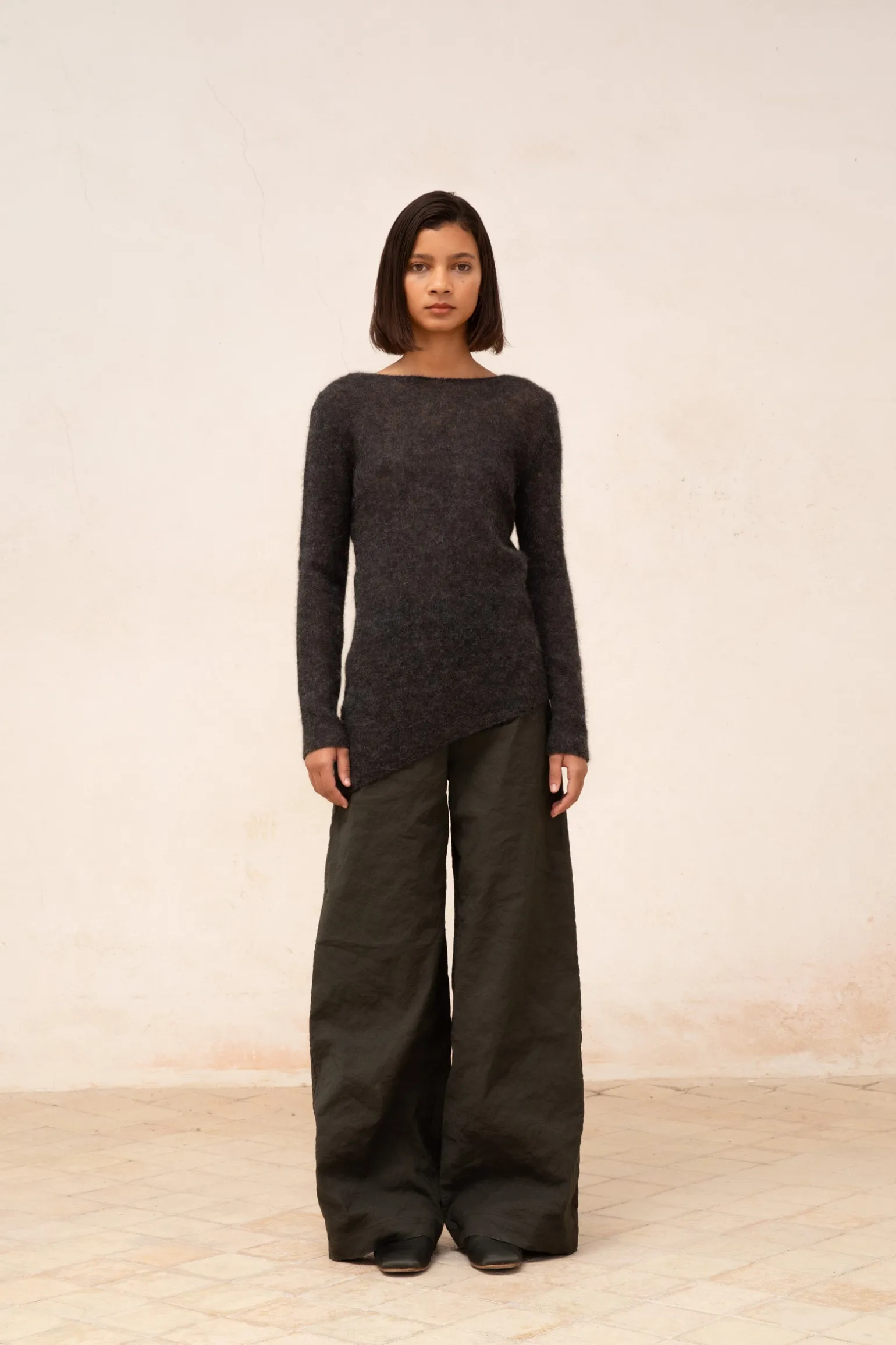 Lena, graphite alpaca, merino wool and silk jumper