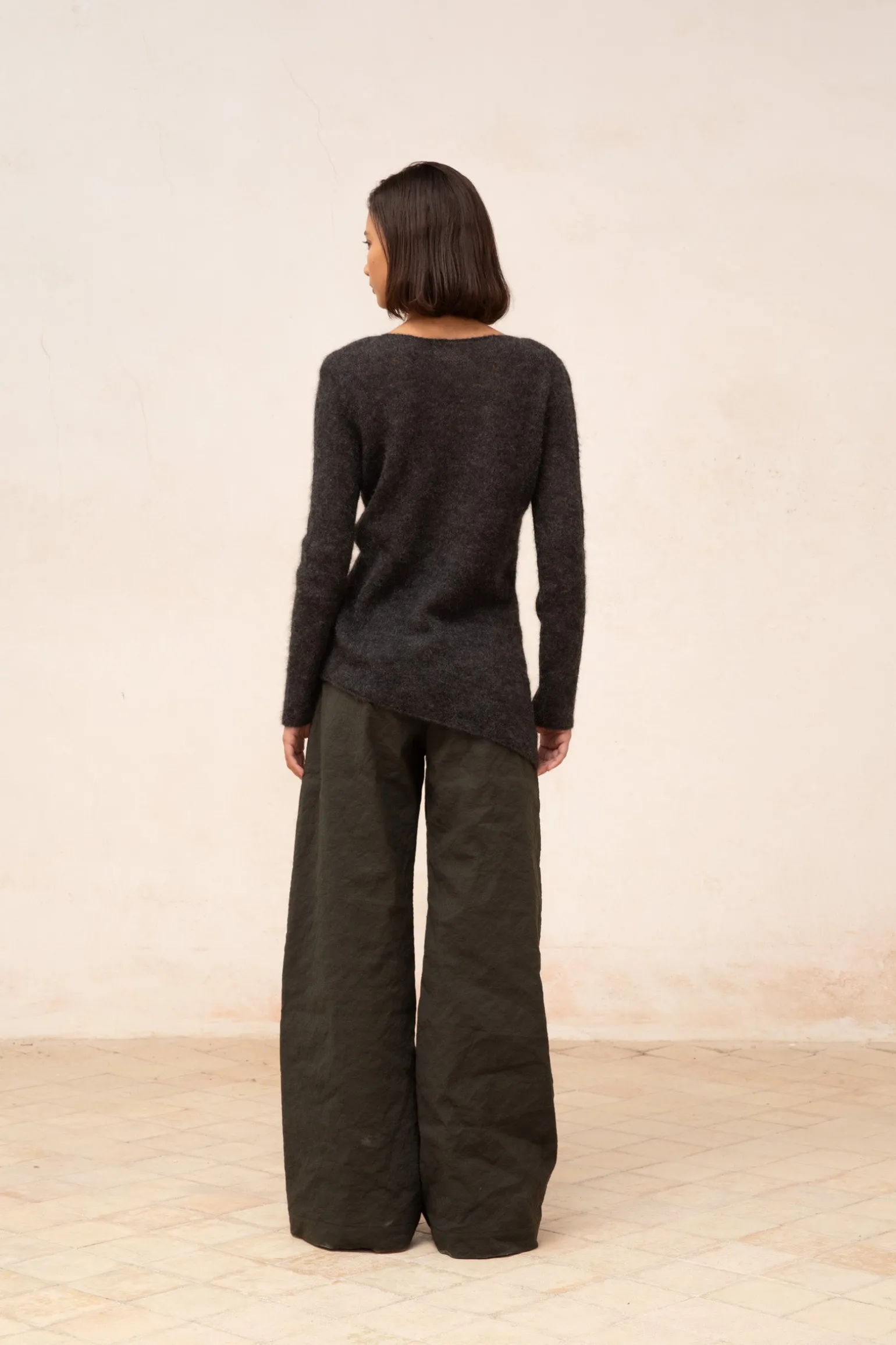 Lena, graphite alpaca, merino wool and silk jumper